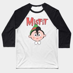 Misfit Elf 3 Red and Green Baseball T-Shirt